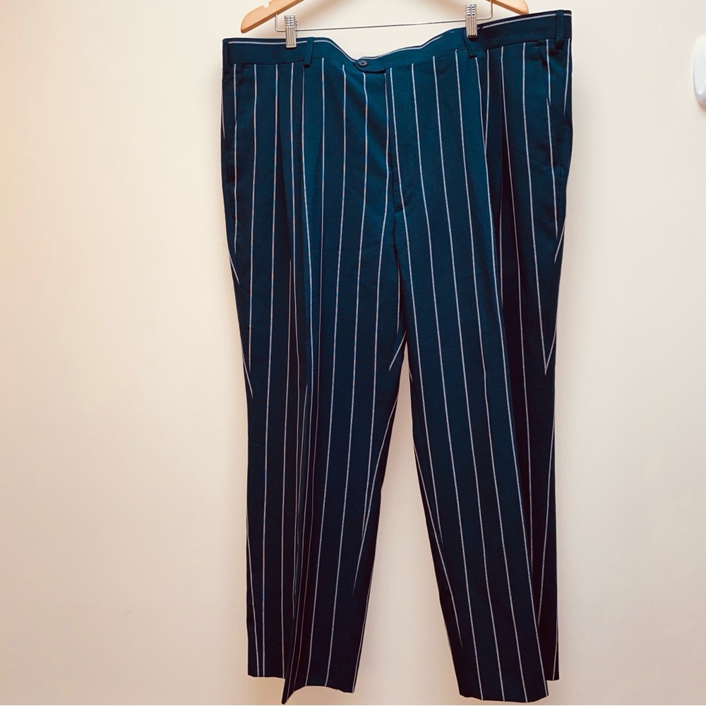 Alberto Celini navy blue white stripe pants sz 47R